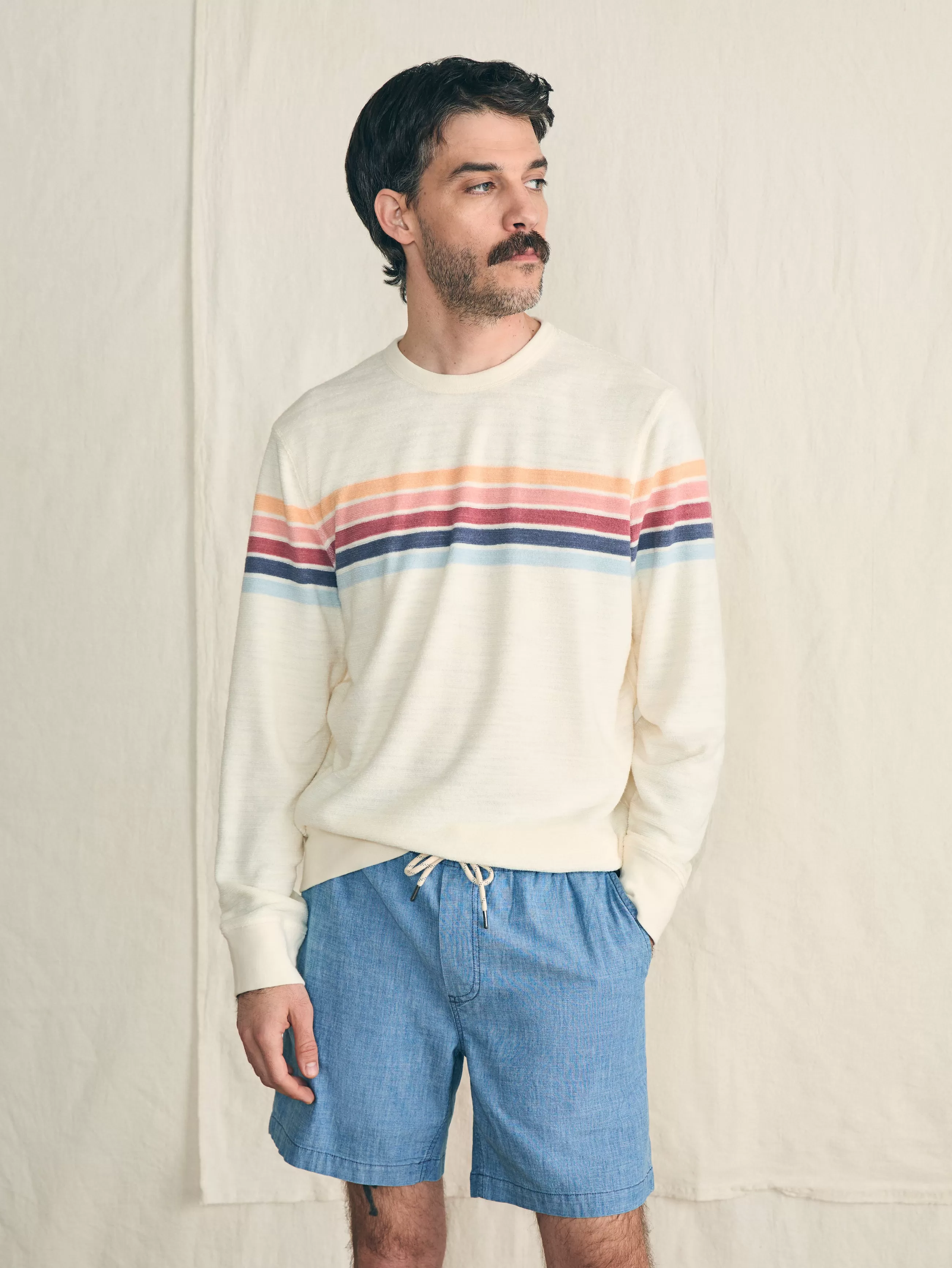 Faherty Brand Cabana Towel Terry Crewneck -