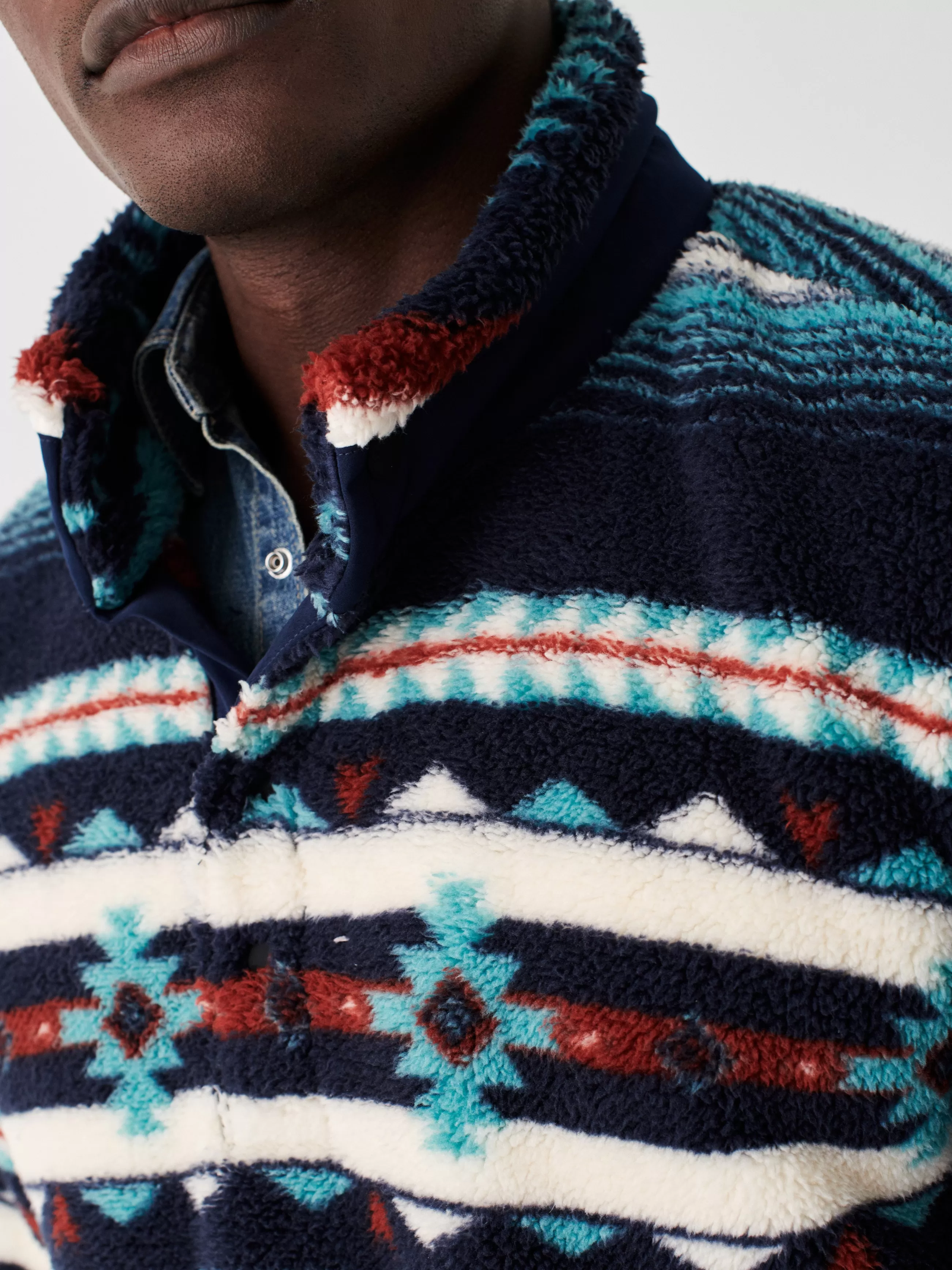 Faherty Brand Doug Good Feather High Pile Fleece Popover -