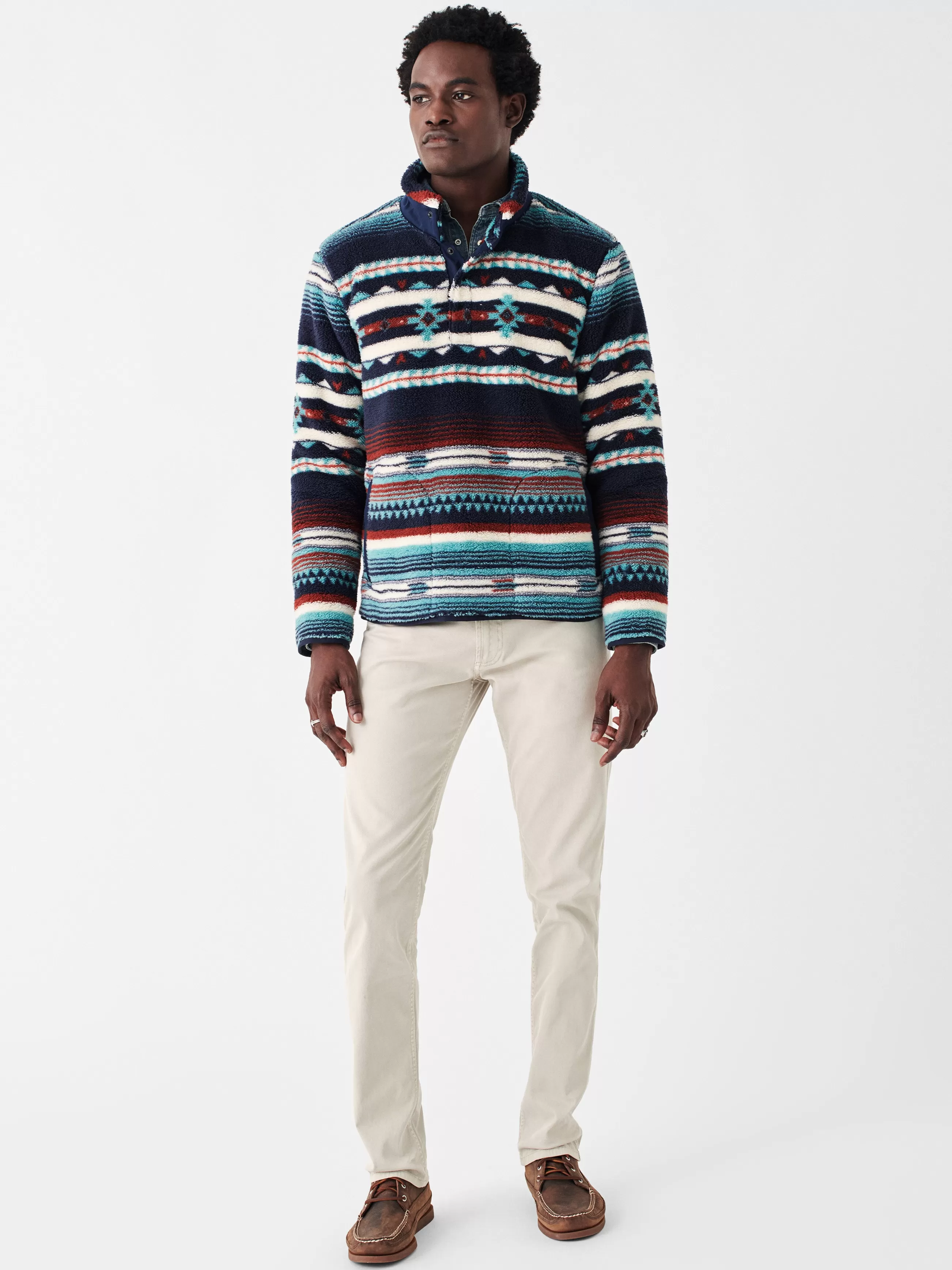 Faherty Brand Doug Good Feather High Pile Fleece Popover -