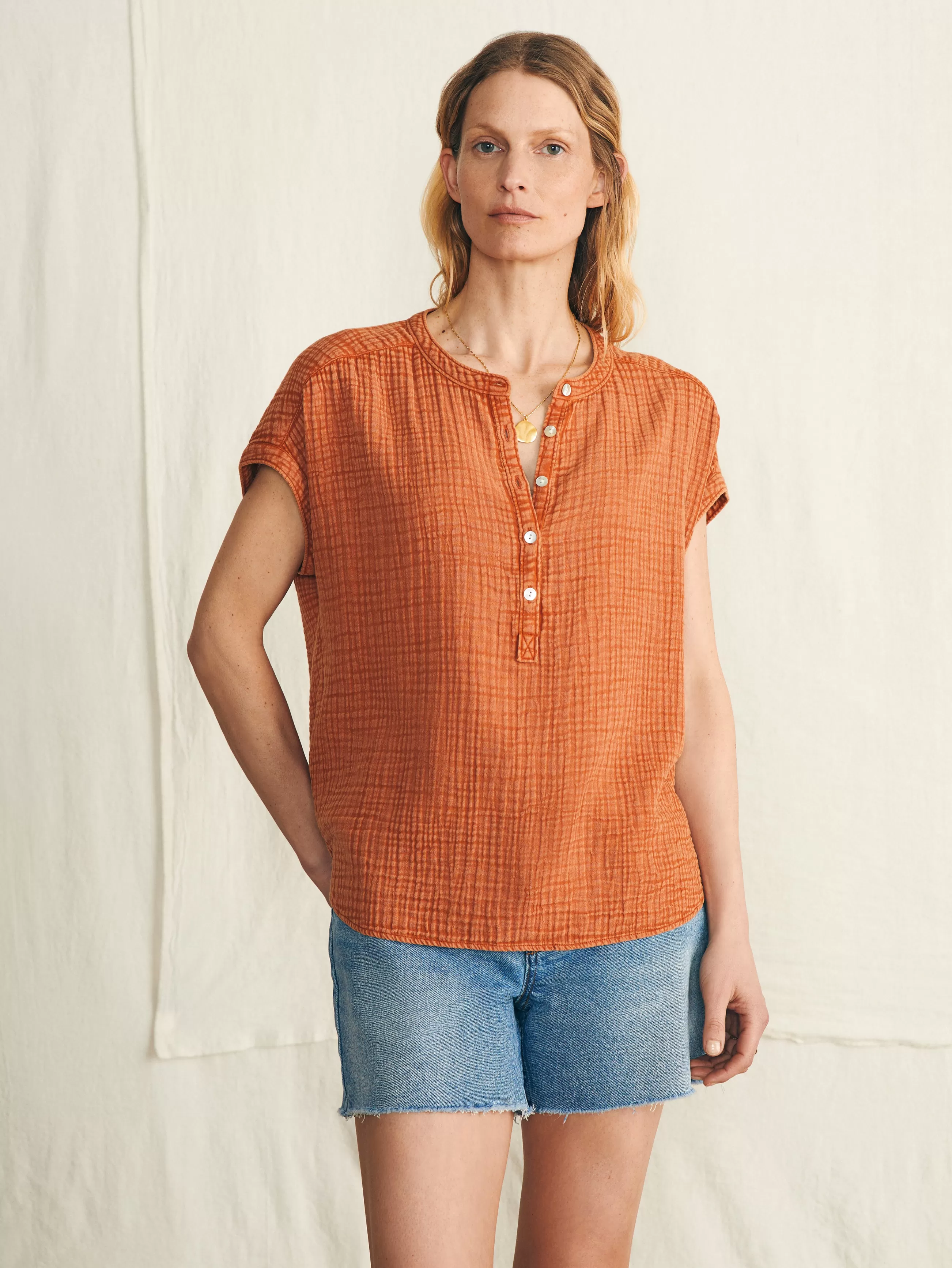 Women Faherty Brand Dream Cotton Gauze Desmond Top -