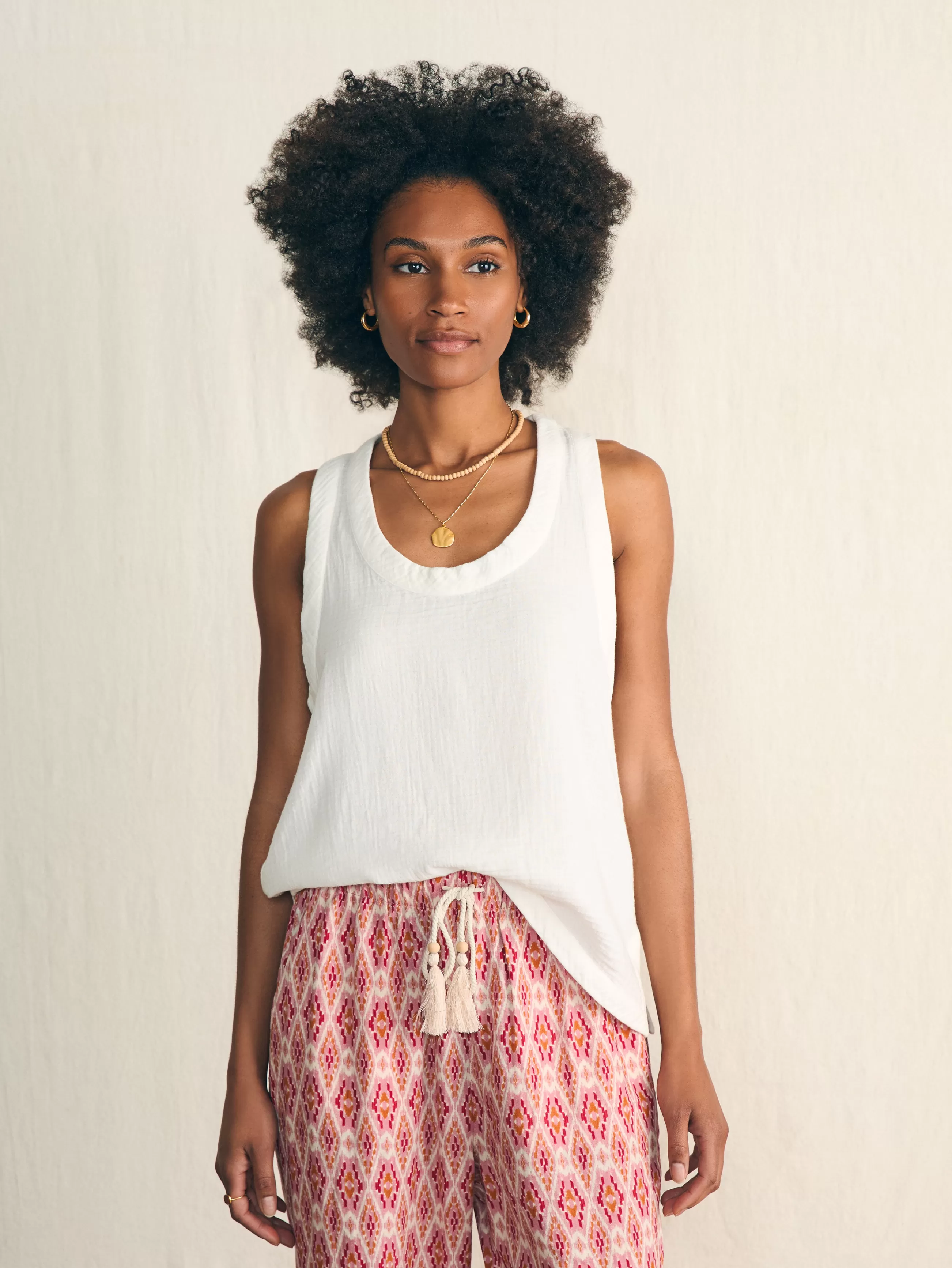 Women Faherty Brand Dream Cotton Gauze Scoop Neck Tank -