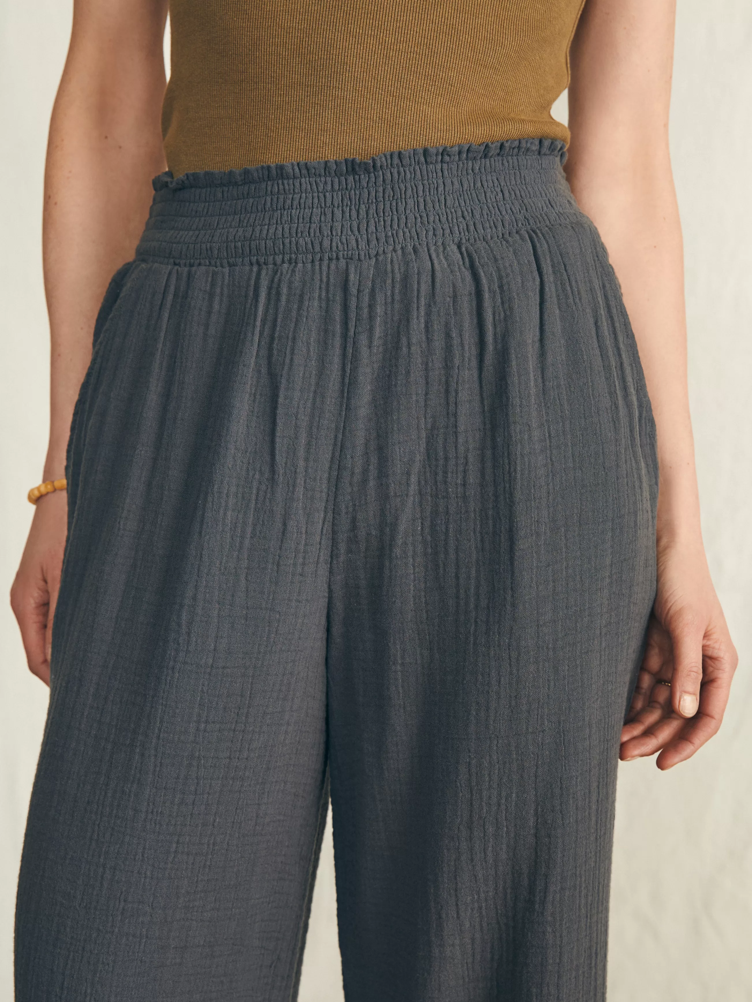 Women Faherty Brand Dream Cotton Gauze Wide Leg Pant -