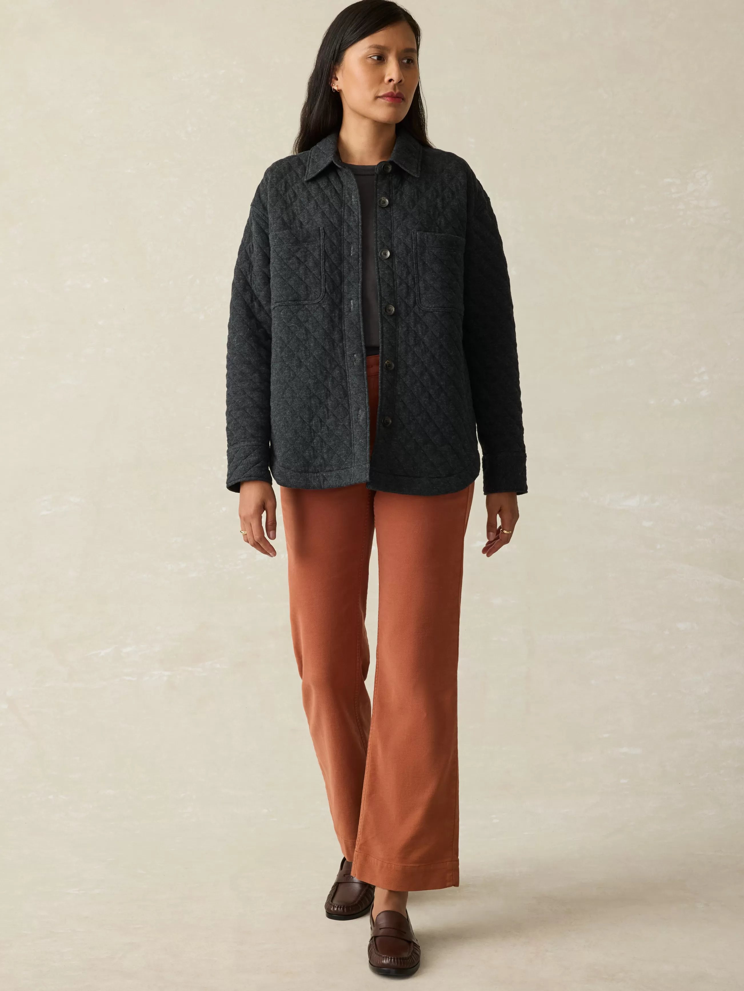 Women Faherty Brand Epic Quilted Fleece Shirt Jacket -