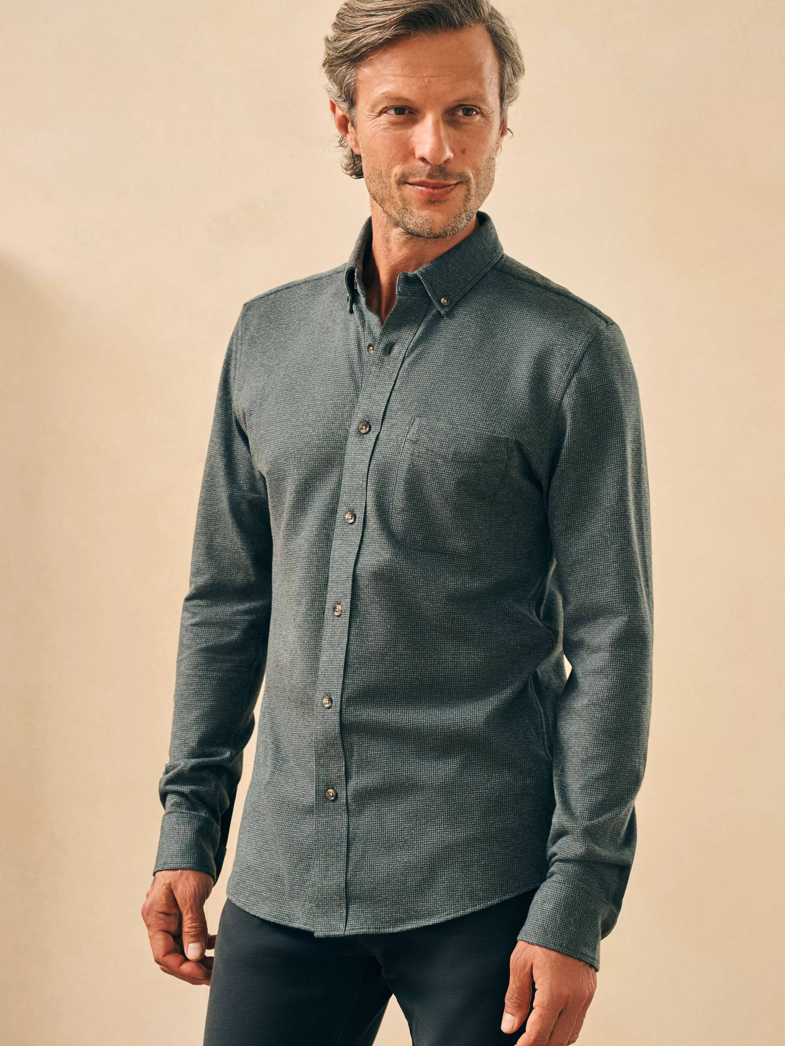 Faherty Brand Houndstooth Knit Shirt -