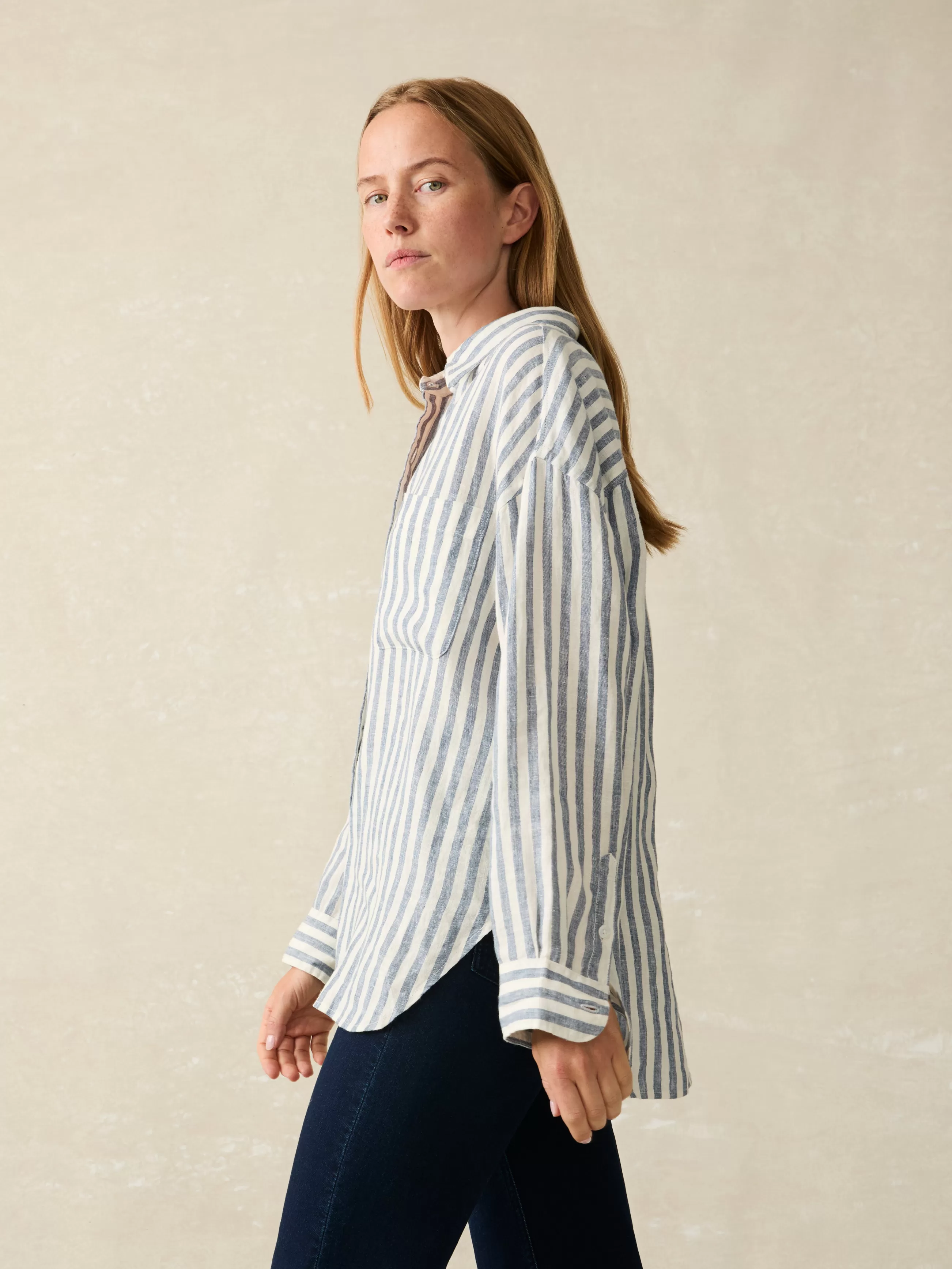 Women Faherty Brand Laguna Linen Relaxed Shirt -