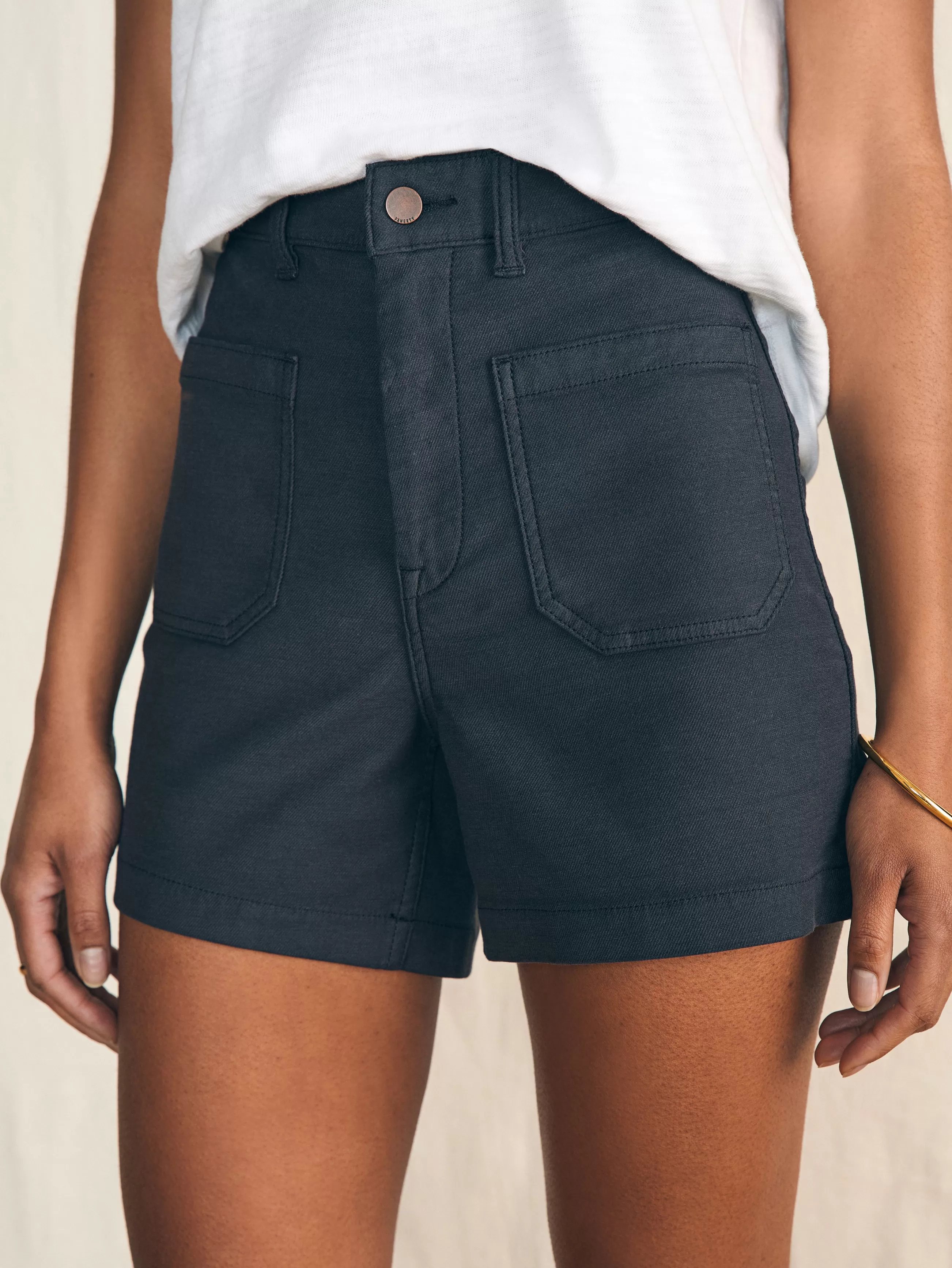 Women Faherty Brand Stretch Terry Patch Pocket Short -