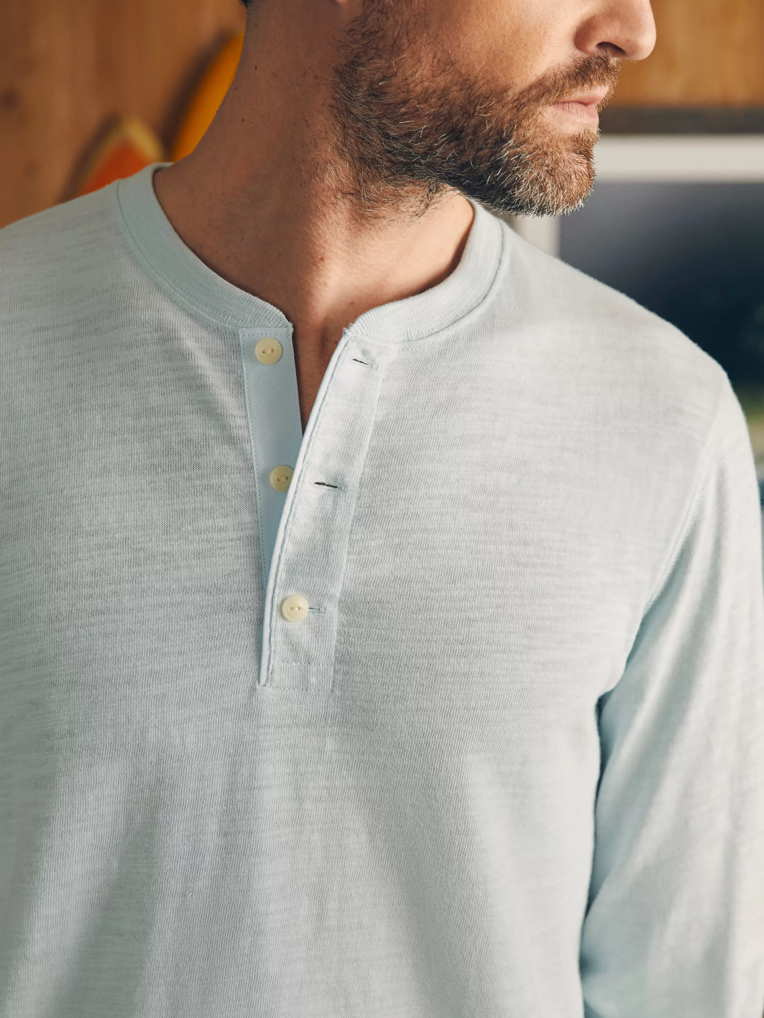 Faherty Brand Sunwashed Slub Henley (Tall) -