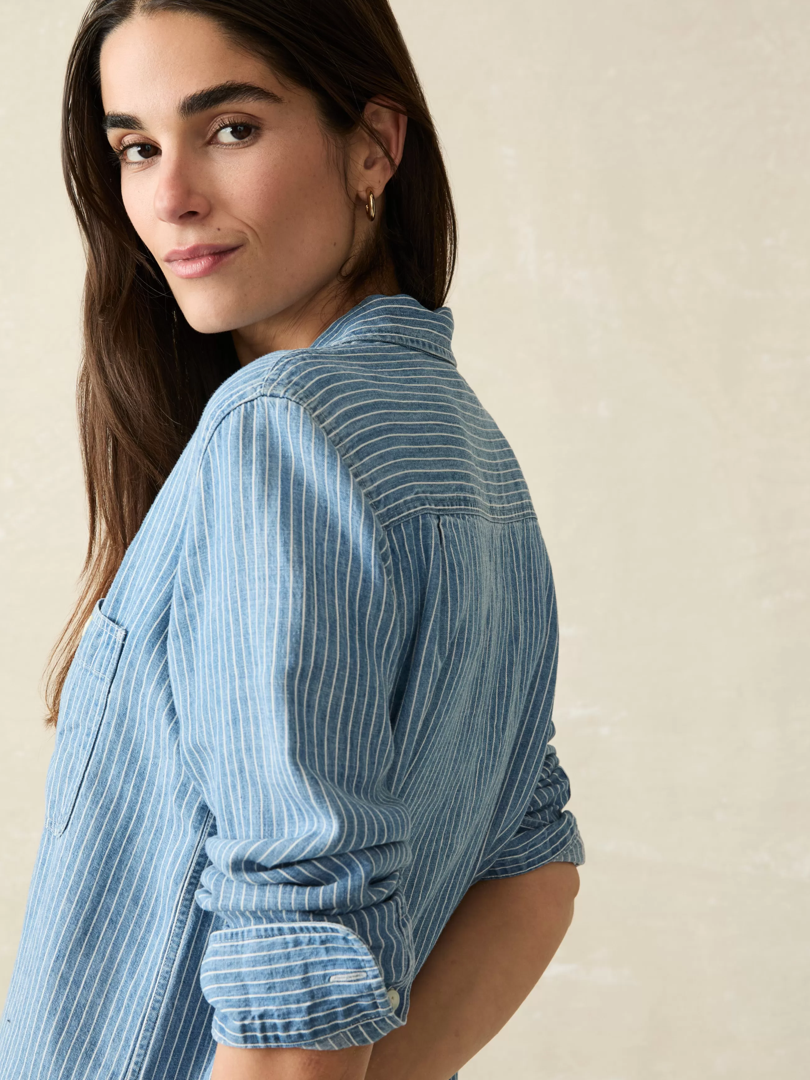 Women Faherty Brand Tried & True Chambray Shirt -