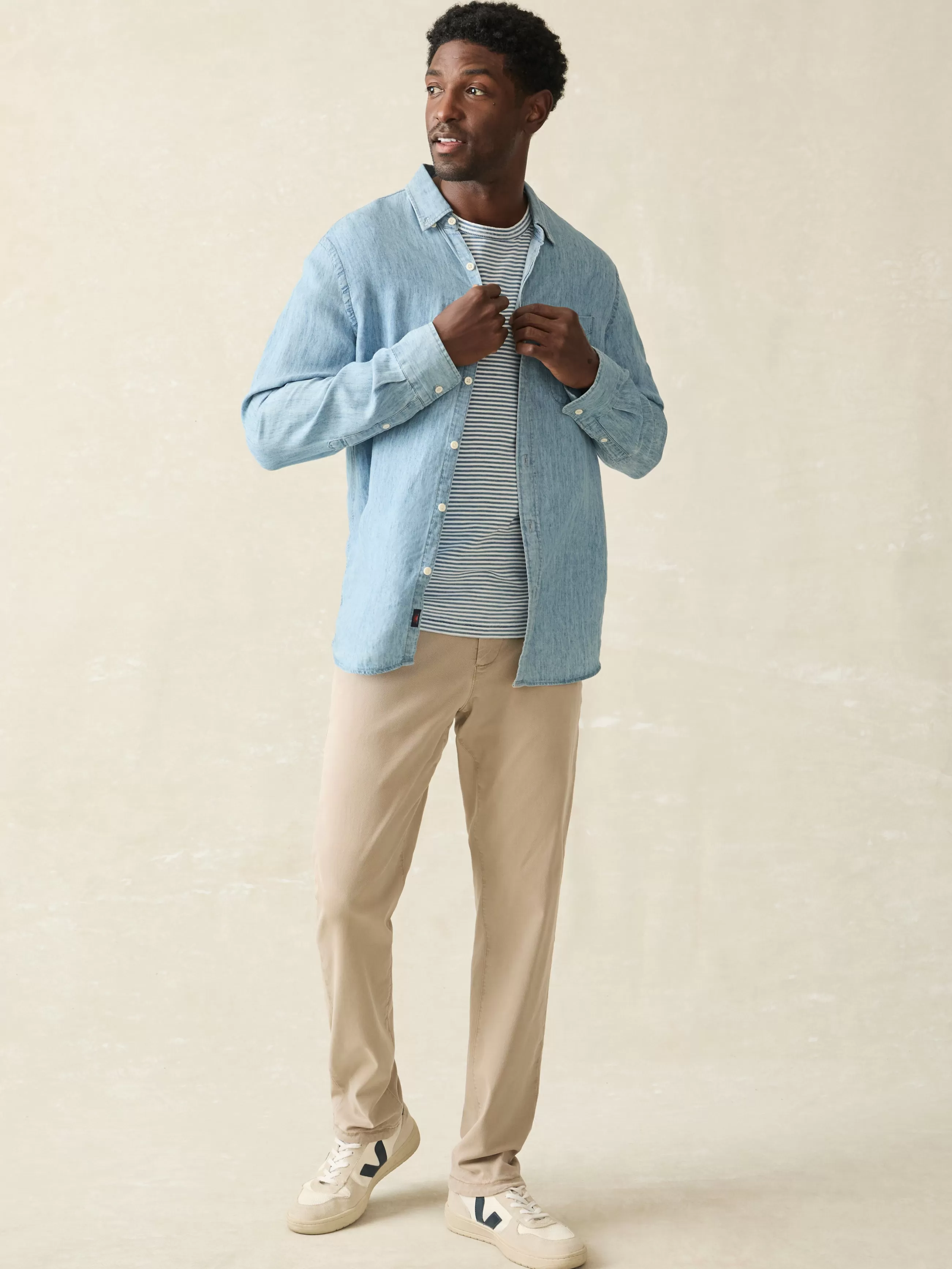 Faherty Brand Tried & True Chambray Shirt (Tall) -
